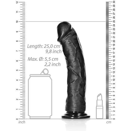 REALROCK - CURVED REALISTIC DILDO WITH SUCTION CUP - 9/ 23 CM - BLACK image 2