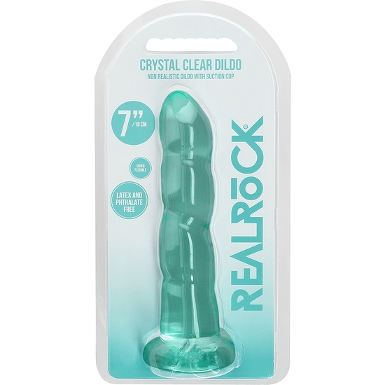 REALROCK - NON REALISTIC DILDO WITH SUCTION CUP - 7/ 17 CM - TURQUOISE image 1