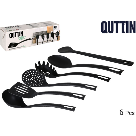 SET 6 UTENSILIOS NYLON QUTTIN NEGRO image 0