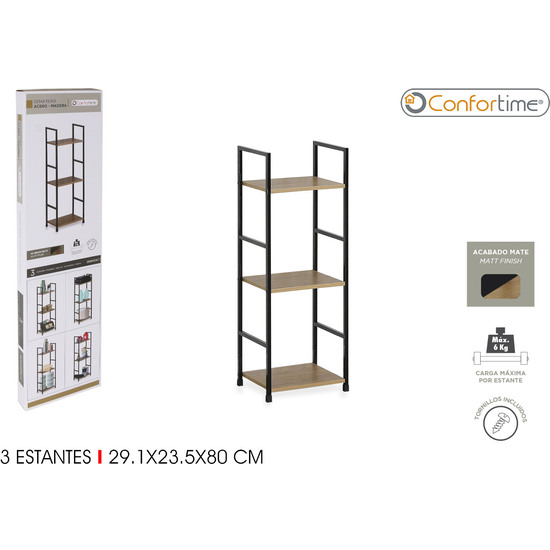 ESTANTERIA 3 NIVELES. METALMADERA NEGRA CONFORTIME image 0