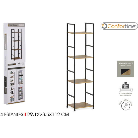 ESTANTERIA 4 NIVELES. METALMADERA NEGRA CONFORTIME image 0