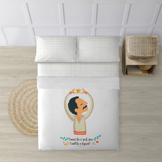 JUEGO DE SÁBANAS CON ALMOHADA Y BAJERA ESTAMPADAS A JUEGO 100% ALGODÓN MODELO ROCK STAR PARA CAMA DE 150/160 (240X270) image 0