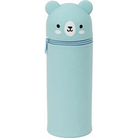 PORTATODO BOTELLA SILICONA SAFTA "BEAR" BLUE image 0