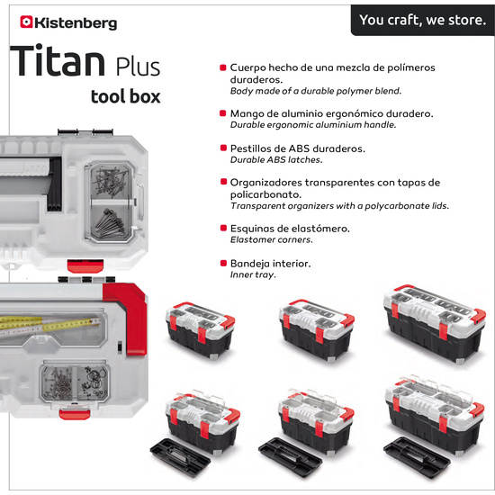 CAJA DE HERRAMIENTAS MULTIFUNCIONAL KISTENBERG ROJO TITAN PLUS TOOL BOX 28,6X55,4X27,6 image 1