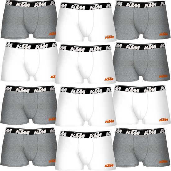 SET DE 12 CALZONCILLOS BÓXER KTM BLANCO Y GRIS CLARO image 0