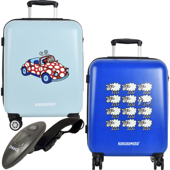 SET 2 MALETAS DE VIAJE AZUL MARÍNO Y AZUL TURQUESA + BÁSCULA ELECTRÓNICA PESAMALETAS image 0