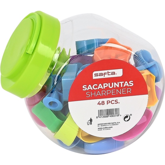 BOTE 48 PCS SACAPUNTAS SURTIDO SAFTA image 0