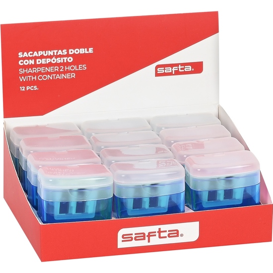 EXP. 12 PCS. SACAPUNTAS DOBLE DEPOSITO SAFTA image 0