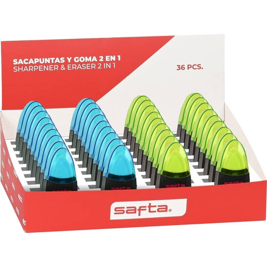 EXP. 36 PCS. SACAPUNTAS DEPOSITO Y GOMA SAFTA image 0