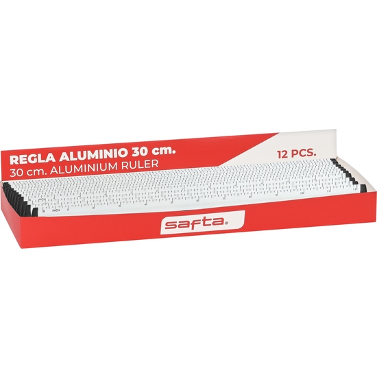 EXPOSITOR 12 PCS. REGLA ALUMINIO 30CM SAFTA image 0