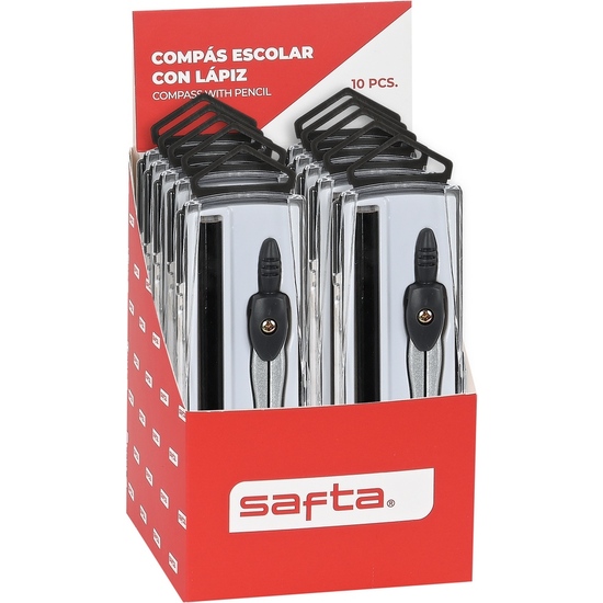 EXP. 10 PCS. COMPAS ESCOLAR CON LAPIZ SAFTA image 0