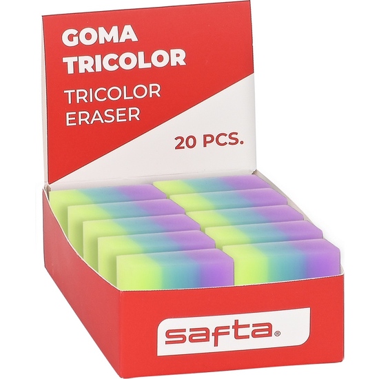 EXPOSITOR 20 PCS. GOMA PVC TRICOLOR SAFTA image 0