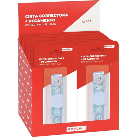 EXP. 12 PCS. CINTA CORRECTORA+PEGAMENTO SAFTA image 0