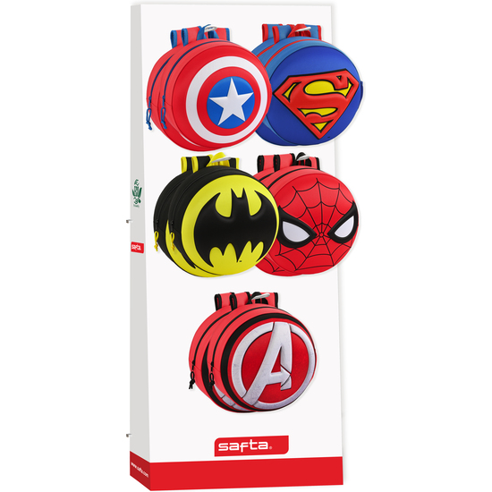 RELLENO EXPOSITOR 945 MOCHILAS REDONDAS 3D SURT. SUPER HEROES image 0