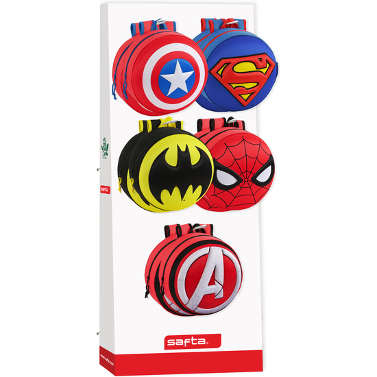 RELLENO EXPOSITOR 945 MOCHILAS REDONDAS 3D SURT. SUPER HEROES image 0