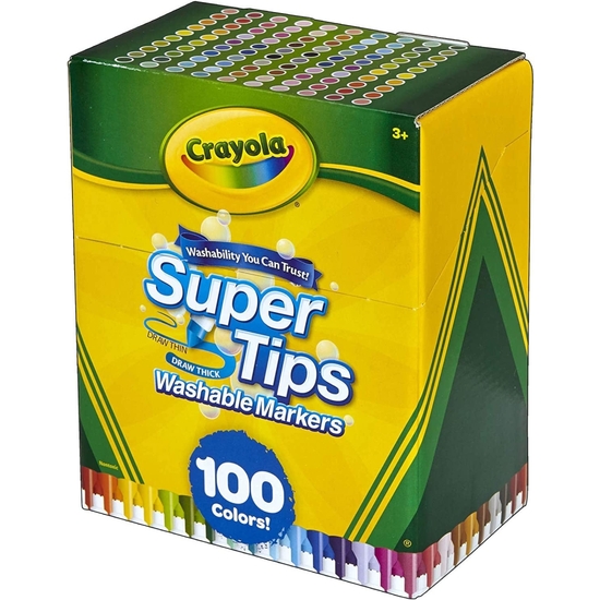 CRAYOLA PACK 100 ROTULADORES SÚPER PUNTAS CÓNICAS LAVABLES image 0