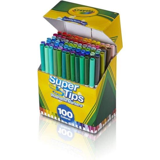 CRAYOLA PACK 100 ROTULADORES SÚPER PUNTAS CÓNICAS LAVABLES image 1