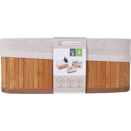 SET 3 CESTAS ORDENACION BAMBU NATUR CONFORTIME image 1