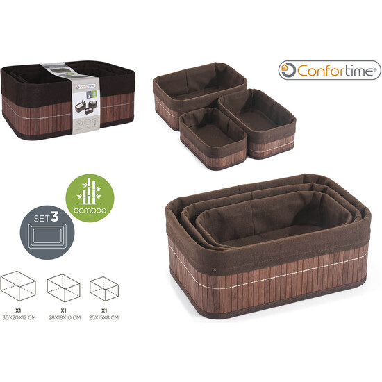 SET 3 CESTAS ORDEN.BAMBU SOFT BROWN CONFORTIME image 0