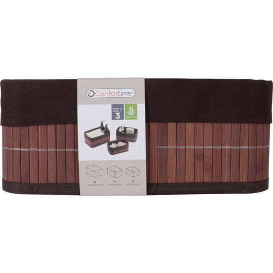 SET 3 CESTAS ORDEN.BAMBU SOFT BROWN CONFORTIME image 1