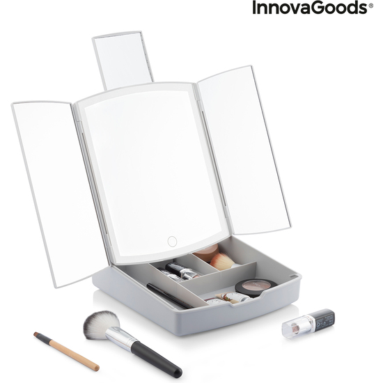 ESPEJO LED PLEGABLE CON ORGANIZADOR DE MAQUILLAJE 3 EN 1 PANOMIR INNOVAGOODS image 4