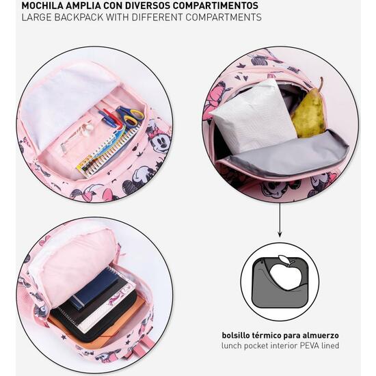 MOCHILA ESCOLAR GRANDE 44 CM MINNIE PINK image 2