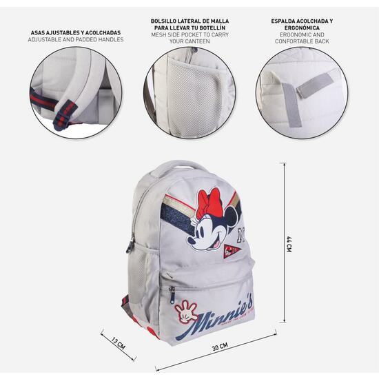 MOCHILA ESCOLAR GRANDE 44 CM MINNIE LIGHT GRAY image 4