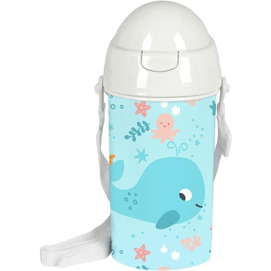 BOTELLA 500ML APERTURA AUTOM. CON PAJITA SAFTA PREESCOLAR "BALLENITA" image 0