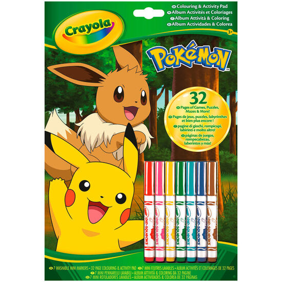 LIBRO ACTIVIDADES + 7 ROTULADORES POKEMON CRAYOLA image 0