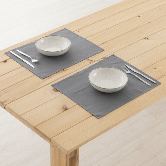 PACK 2 UNIDADES MANTEL INDIVIDUAL HIDROFUGADO ANTIMANCHAS LINO 100% ANTRACITHE image 1