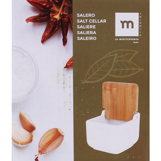 SALERO CERAMICA CON TAPA BAMBU 11.7X11.7X10CM image 2