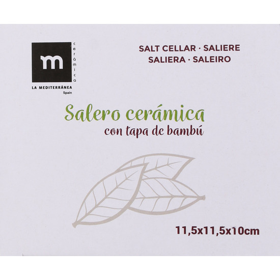 SALERO CERAMICA CON TAPA BAMBU 11.7X11.7X10CM image 3