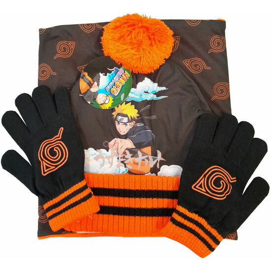 SET GORRO BRAGA CUELLO Y GUANTES NARUTO image 0