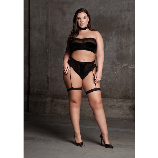 LE DÉSIR- SHADE-ANANKE XII -TRES PIEZAS CON GARGANTILLA, TOP BANDEAU Y BRAGUITA CON LIGUEROS - TALLA GRANDE image 4