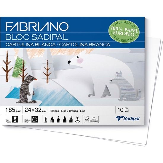 PACK 10 BLOCS CARTULINA BLANCA DE 10 HOJAS image 1