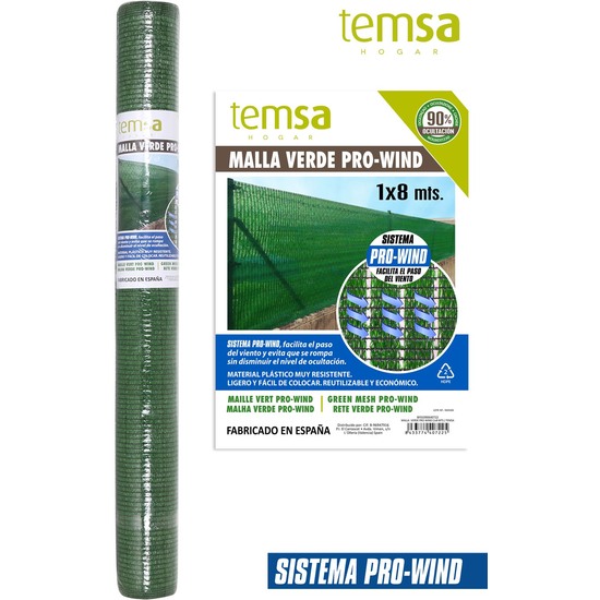 MALLA VERDE PROWIND 1X8MTS TEMSA image 0