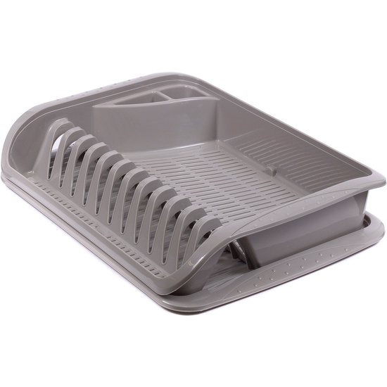 ESCURREPLATOS CON BANDEJA, PP, GRIS, 39.5 X 29.5 X 8 CM image 0