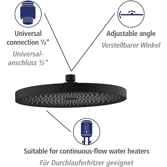 ROCIADOR DE DUCHA SOFTWATER 26 CM, NEGRO image 3