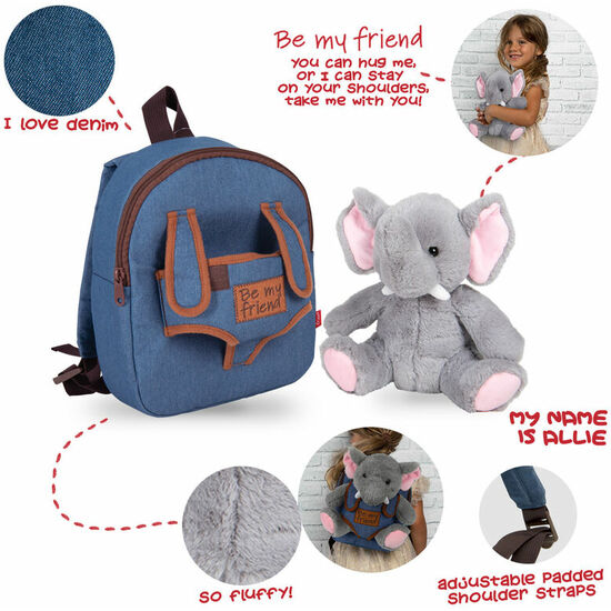 MOCHILA + PELUCHE ELEFANTE ALLIE 26CM image 1