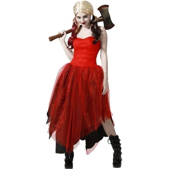 DISFRAZ ARLEQUIN ROJO VESTIDO MUJER ADULTO Talla - TALLA M-L image 0