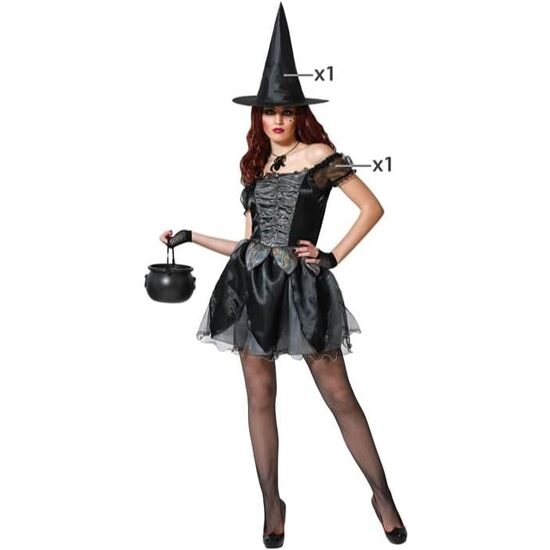 DISFRAZ BRUJA POCIONES MÁGICAS NEGRO GRIS MUJER Talla - TALLA XS-S image 0