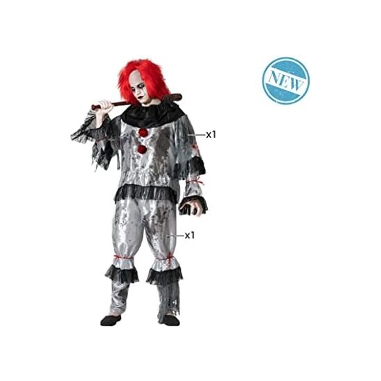 DISFRAZ PAYASO MACABRO GRIS ADULTO Talla - TALLA XXL image 1
