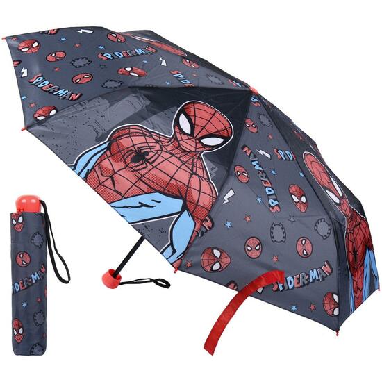 PARAGUAS MANUAL PLEGABLE ESCOLAR SPIDERMAN GRAY image 0