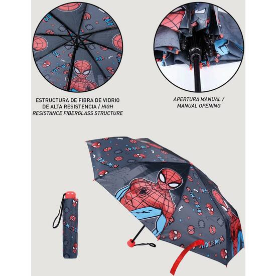 PARAGUAS MANUAL PLEGABLE ESCOLAR SPIDERMAN GRAY image 3