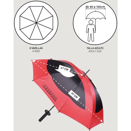 PARAGUAS MANUAL ADULTO DEADPOOL RED image 4