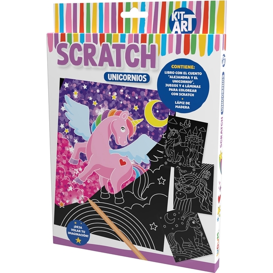 KIT CREATIVO SCRATCH UNICORNIOS. CUENTO, JUEGOS Y LÁMINAS image 0