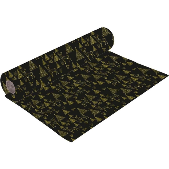 BOBINA PAPEL REGALO 62 CM 95 MTS. NAVIDAD NEGRO Y ORO image 0