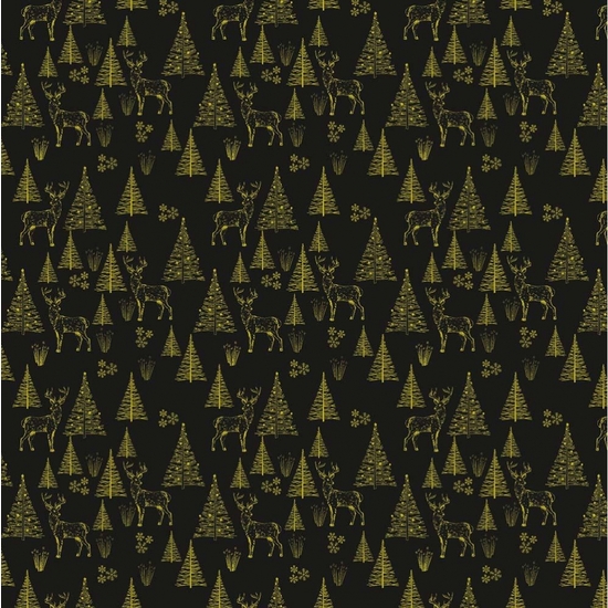 BOBINA PAPEL REGALO 62 CM 95 MTS. NAVIDAD NEGRO Y ORO image 1