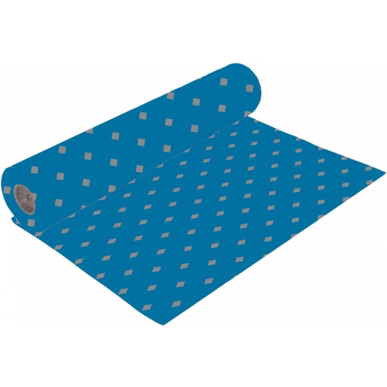 BOBINA PAPEL REGALO 31 CM 95 MTS. AZUL ROMBOS PLATA image 0