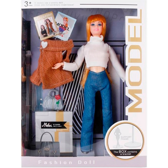 MUÑECA MANIQUÍ 29 CM CON VESTIDO Y ABRIGO 2 MODELOS image 0